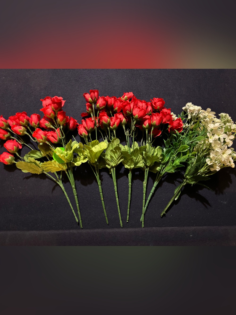 Artificial Red Rose and Cream Floral Stem Bundle - Home Accents